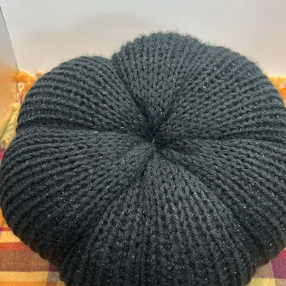 Sparkling Black and Pink Knit Pumpkin Decor handmade. One of a kind